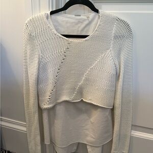 Eli Tahari white knit layered sweater top